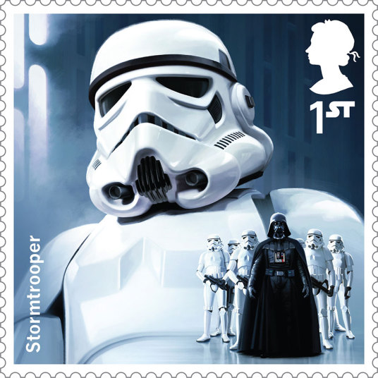 Personagens da saga Star Wars estampadas em selos