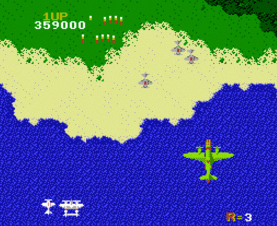 1942 (1988) - O jogo foi lançado anos antes para Arcade, mas fez tanto sucesso, que logo ganhou uma versão de NES. Neste game, o jogador deve pilotar um caça da Segunda Guerra Mundial e destruir toda a frota aérea japonesa.