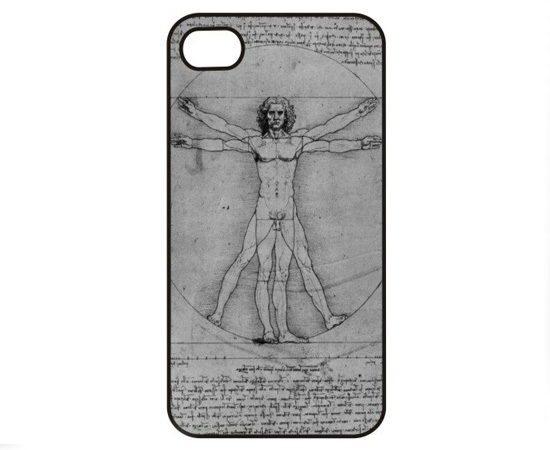 Este case de iPhone reproduz uma das obras mais famosas de Leonardo Da Vinci, o Homem Vitruviano.