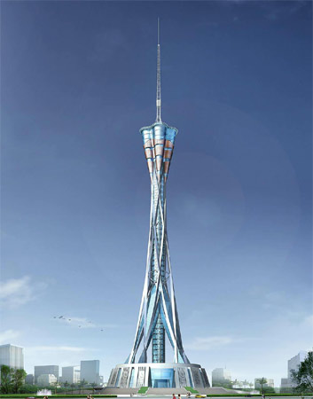 9. Henan Tower. Foi inaugurada em 2011 em Zhengzhou, na China. Tem 388 metros.