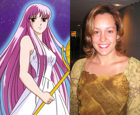 Dubladora: Letícia Quinto. Ficou conhecida pela voz de Saori/Athena (Cavaleiros do Zodíaco). Também dublou Claire (Lost) e Mai (Dragon Ball). Dubladora: Letícia Quinto. Ficou conhecida pela voz de Saori/Athena (Cavaleiros do Zodíaco). Também dublou Claire (Lost) e Mai (Dragon Ball).