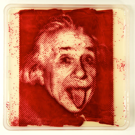 A foto clássica de Albert Einstein foi feita com <i>Serratia marcescens</i> em uma placa de Petri.