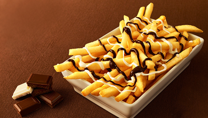 Batata frita com chocolate