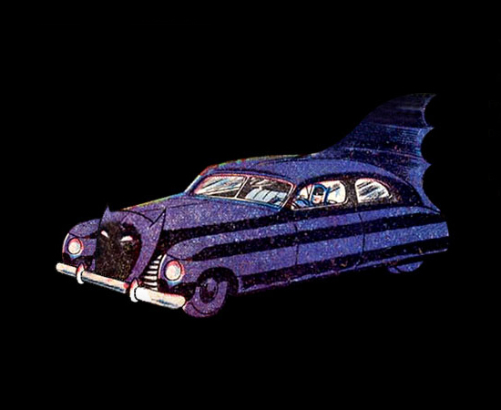 Na HQ Batman #47, de 1948, o Batmóvel aparece atualizado com traços mais alongados e uma clara inspiração nos veículos da Ford. A ilustração foi feita por Dick Sprang e Charles Paris.