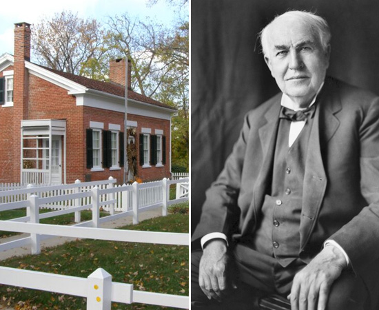 NASCIMENTO - Thomas Alva Edison nasceu no dia 11 de fevereiro de 1847. Ele vivia nesta casa de classe média da pequena cidade de Milan, em Ohio, EUA. O local, hoje, é um museu sobre a vida do inventor.