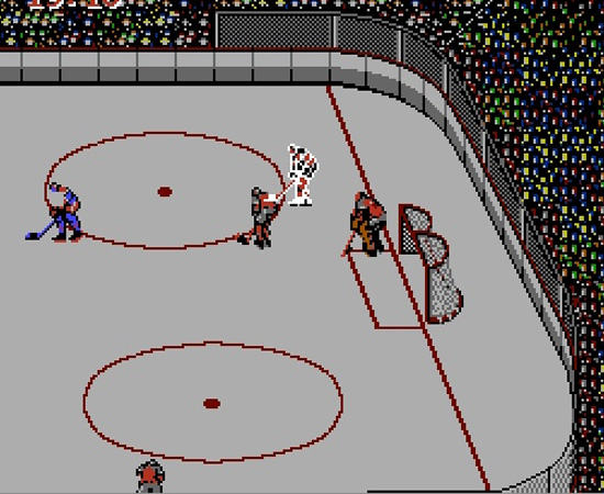 BLADES OF STEEL (1988) - Neste game é preciso ter habilidade para controlar um time de hockey no gelo. Os times são inspirados em oito cidades americanas e canadenses.