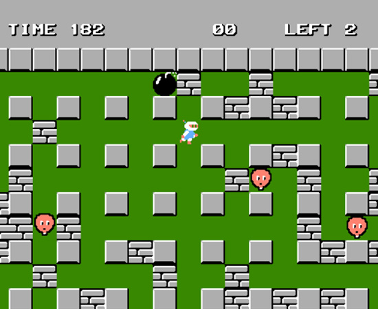 BOMBERMAN (1987) - É um game de estratégia que consiste em explodir pontos estratégicos do mapa para destruir inimigos e obstáculos.