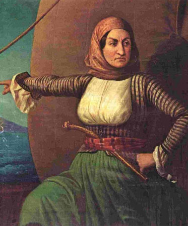 A história de Laskarina Bouboulina é das mais interessantes: ela nasceu em 1771 numa prisão, na antiga Constantinopla (atual Istambul). Ela era a única mulher de uma organização secreta que lutava pela independência grega do Império Otomano.