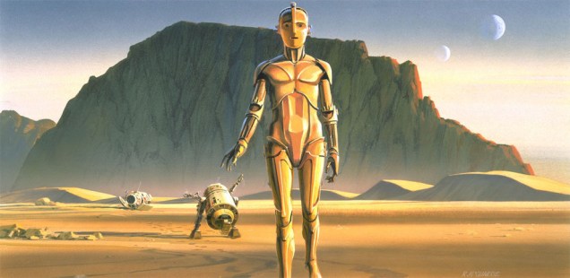 Em suas primeiras versões, C-3PO parecia com a robô Maria, do filme Metrópolis, dirigido por Fritz Lang em 1927.