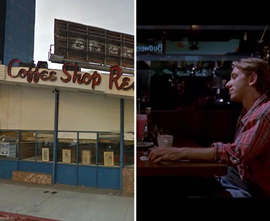O Johnie’s Coffee Shop Restaurant, localizado no Wilshire Boulevard, em Los Angeles, foi usado como cenário de Cães de Aluguel (1992).