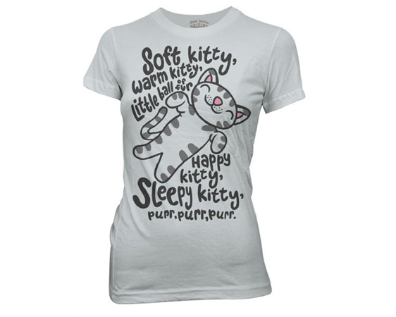 Para as mães que curtem The Big Bang Theory, uma boa ideia é uma camiseta inspirada na música Soft Kitty, a preferida de Sheldon