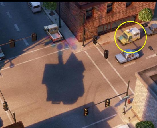 Em Up (2009), também é possível encontrar o carro da Pizza Planet. Ele é mostrado quando a casa do Carl está flutuando.