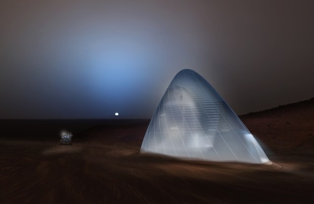 Aqui, o projeto que levou o primeiro lugar na competição, elaborado pela equipe Arquitetura de Exploração Espacial e Escritório de Arquitetura Nuvens, também de Nova York. O nome do projeto é Casa de Gelo de Marte.