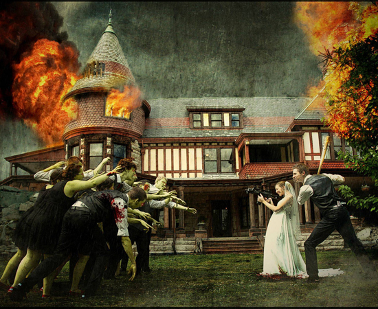 THE WEDDING DEAD - Se você é um(a) nerd que adora zumbis, aproveite a família e os amigos reunidos para registrar toda a festança pós-apocalíptica em um álbum de fotos. Clique em Leia Mais para ver como a imagem acima foi fabricada. THE WEDDING DEAD - Se você é um(a) nerd que adora zumbis, aproveite a família e os amigos reunidos para registrar toda a festança pós-apocalíptica em um álbum de fotos. Clique em Leia Mais para ver como a imagem acima foi fabricada.