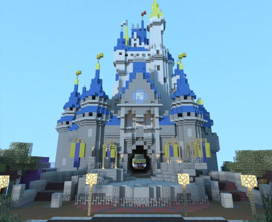 Este usuário do jogo montou um dos castelos da Disney.