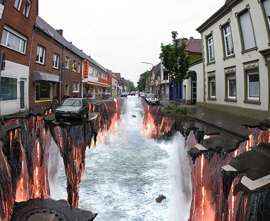 Este cenário apocalíptico foi pintado pelo artista Edgar Müeller, na cidade de Geldern, na Alemanha.