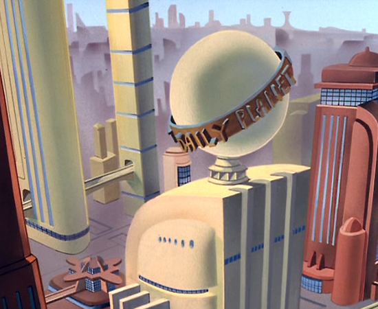 Metropolis é a cidade do Super-Homem. O prédio do jornal Planeta Diário se destaca pelo distinto globo de metal.