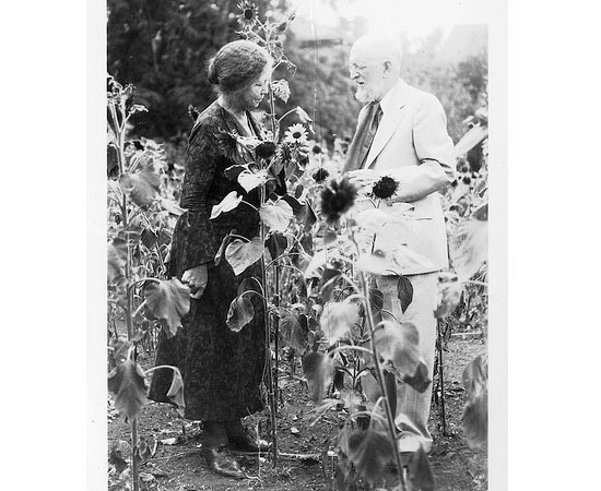 A botânica Wilmatte Porter Cockerell passeia pelo jardim com seu marido biólogo Theorore Dru Alison Cockerell. Os dois foram muito importantes para a realização de projetos de conservação ambiental.