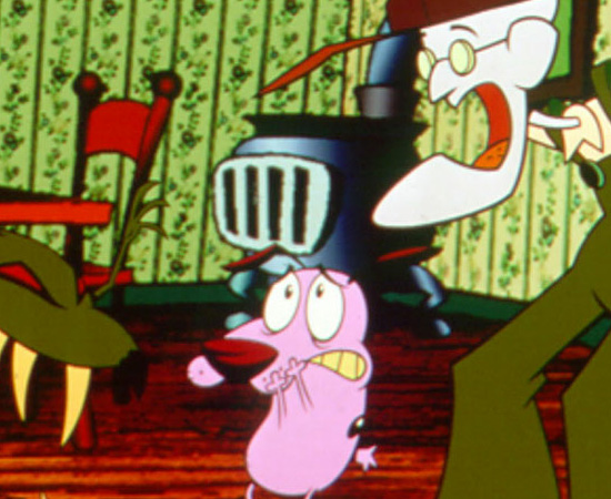 Coragem, o cão covarde (1999), é uma série animada sobre um cachorro que precisa salvar o casal de donos. Coragem, o cão covarde (1999), é uma série animada sobre um cachorro que precisa salvar o casal de donos.