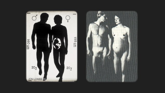 Imagem 32: Corpos do homem e da mulher - grávida. A foto da direita foi a escolhida inicialmente pelo comitê, mas a Nasa não censurou a nudez.