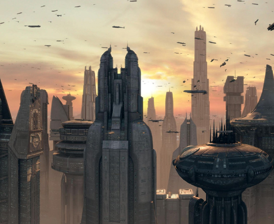 Coruscant é um planeta-cidade da saga Star Wars, capital da República Galáctica. Durante o Império Galáctico era chamado de Centro Imperial.