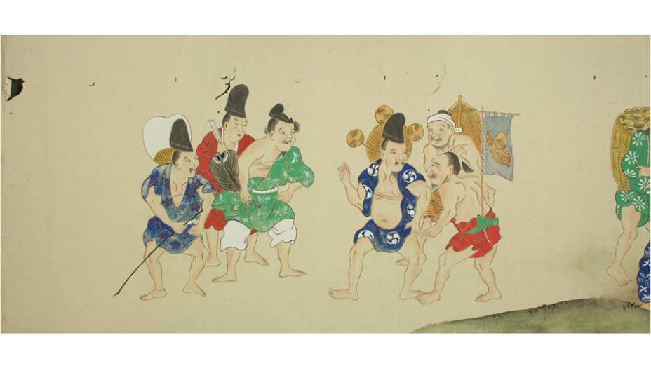 Na primeira imagem do pergaminho, que é uma espécie de HQ longa, os japas planejam o ataque fedido. E a partir daqui, a coisa fica fedorenta… Na primeira imagem do pergaminho, que é uma espécie de HQ longa, os japas planejam o ataque fedido. E a partir daqui, a coisa fica fedorenta…