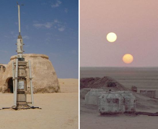 As cenas do planeta Tatooine da saga Star Wars foram filmadas no deserto de Ong Jmel, na Tunísia.