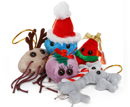 Enfeite ‘Micróbios Natalinos’ - US$ 24,95 (Giant Microbes)