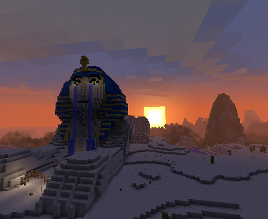 Este jogador de Minecraft construiu sua versão da Esfinge do Egito.
