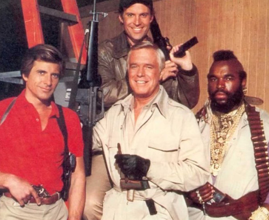 Esquadrão Classe A (1983) é uma série de TV que mostra a história de ex-integrantes do exército americano que trabalham como mercenários.