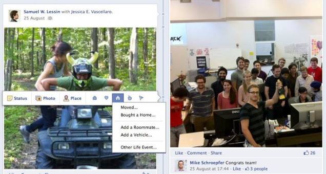 2011 - A mudança recente mais significativa no visual do Facebook foi a criação da Timeline. Ela funciona como uma linha do tempo que marca os principais ´acontecimentos´ da sua vida na rede social, além de dar mais destaque para as imagens na página. 2011 - A mudança recente mais significativa no visual do Facebook foi a criação da Timeline. Ela funciona como uma linha do tempo que marca os principais ´acontecimentos´ da sua vida na rede social, além de dar mais destaque para as imagens na página.
