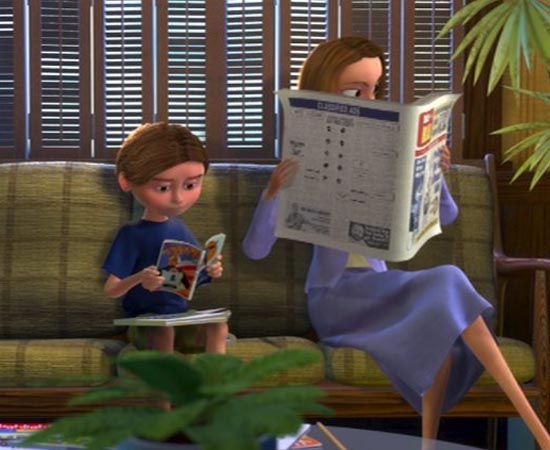 Em Procurando Nemo (2003) é possível ver um garotinho lendo uma história em quadrinhos de Os Incríveis (2004).