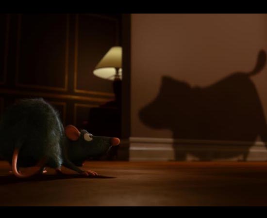 A sombra do cachorro Dug do filme Up (2009), aparece em Ratatouille (2007).