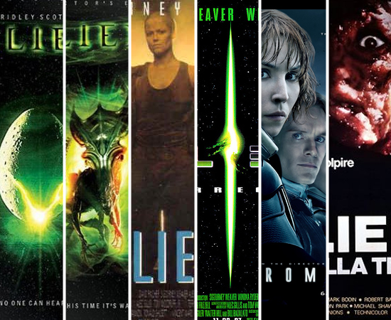 FILMES - As sequências Aliens, Alien 3 e Alien - Resurrection foram lançadas em 1986, 1992 e 1997. A saga se juntou à franquia Predador em dois filmes: Alien vs. Predador (2004) e Alien vs. Predador: Requiem (2007). Em 2012, Ridley Scott lançou o filme Prometheus, que é uma prequência do primeiro filme de Alien. Uma sequência não autorizada do primeiro filme, intitulada de Alien 2, foi feita por italianos e lançada em 1980.