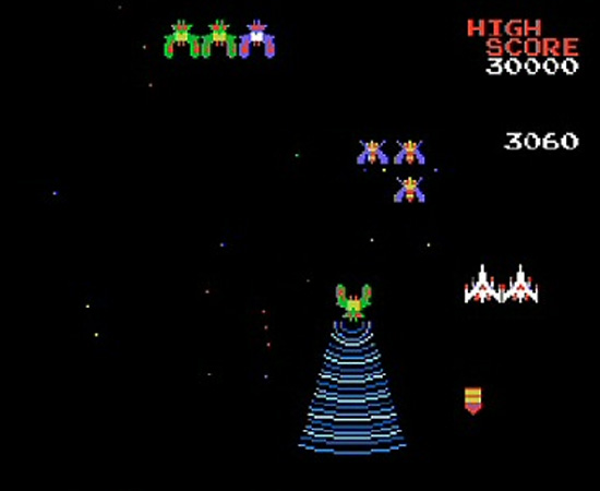 GALAGA (1988) - É um jogo de Nintendinho baseado na versão original, feita para Arcade. Neste game, o jogador deve controlar uma nave espacial e destruir alienígenas.