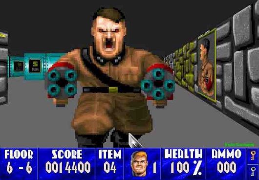 Missão parecida com a de <i>Wolfenstein 3D</i>, jogo de tiro lançado em 1992.