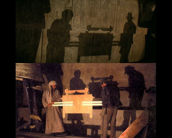 Os Caçadores da Arca Perdida (1981) - Para os fãs de Indiana Jones: o arqueólogo interpretado por Harrison Ford não precisou de dublê para carregar a arca nessa cena. E isso porque a produção usou um truque antigo do cinema para resolver o problema. Os Caçadores da Arca Perdida (1981) - Para os fãs de Indiana Jones: o arqueólogo interpretado por Harrison Ford não precisou de dublê para carregar a arca nessa cena. E isso porque a produção usou um truque antigo do cinema para resolver o problema.