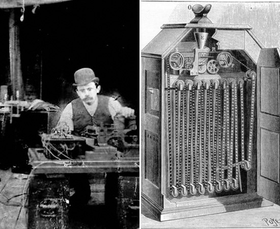 CINETOSCÓPIO - A ideia inicial de criar um dispositivo que exibisse imagens em movimento foi de Thomas Edison, mas foi um de seus funcionários (William Kennedy Laurie Dickson) que desenvolveu o projeto. A primeira apresentação pública do equipamento ocorreu em 1891 e os primeiros filmes comerciais foram feitos em 1893, em um estúdio improvisado nos fundos do laboratório de Edison.