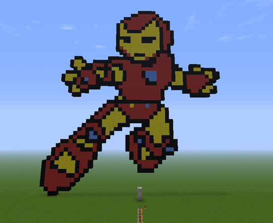 Um usuário homenageou o Homem de Ferro com esta criação feita com o jogo Minecraft.
