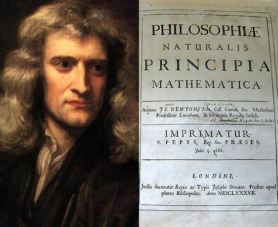 LEI DA GRAVITAÇÃO UNIVERSAL (1687) - Isaac Newton, físico inglês, descreveu a força fundamental de atração que age entre todos os objetos por causa de suas massas na obra Philosophiae Naturalis Principia Mathematica.