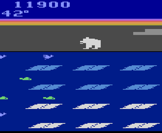 FROSTBITE (1983) - É um dos clássicos jogos de Atari. O jogador deve controlar um esquimó, que precisa construir um iglu.