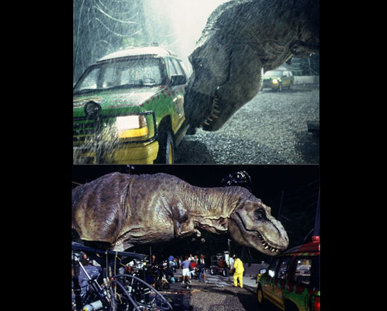 Jurassic Park (1993) - Falou em dinossauros bem feitos, falou neste filme de Steven Spielberg. Basta olhar para o T-Rex em tamanho real construído pela equipe do diretor. Jurassic Park (1993) - Falou em dinossauros bem feitos, falou neste filme de Steven Spielberg. Basta olhar para o T-Rex em tamanho real construído pela equipe do diretor.