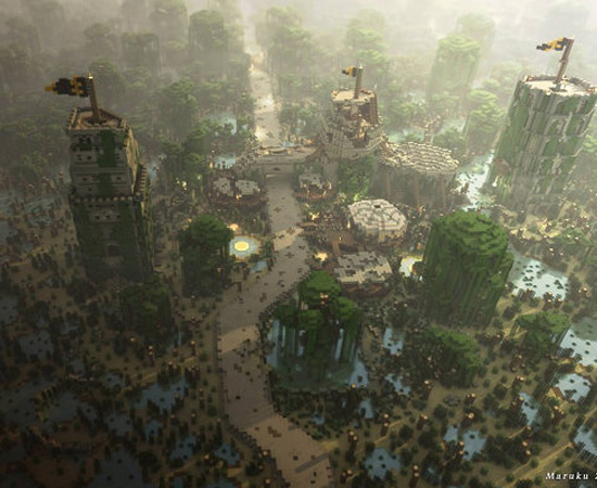 Esta é uma criação feita com Minecraft para representar Kingswood, uma floresta do centro de Westeros (Game of Thrones).