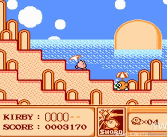 KIRBYS ADVENTURE (1993) - O objetivo deste game é viajar por sete mundos em busca da Star Rod, um artefato mágico que liga a Fonte dos Sonhos e permite que todos voltem a dormir em paz.