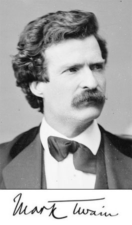 Mark Twain, escritor norte-americano e autor de As Aventuras de Huckleberry Finn e As Aventuras de Tom Sawyer.