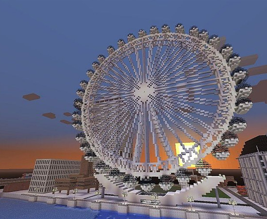 Esta London Eye, famosa roda-gigante de Londres, foi feita com o jogo Minecraft.