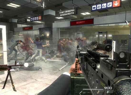 Outro famosa franquia de jogos de tiro, <i>Call of Duty: Modern Warfare 2</i>, foi lançado em 2009. A polêmica ficou por conta de uma fase opcional do jogo: uma missão em que um jogador poderia optar por se unir a terroristas durante um massacre, num aeroporto.