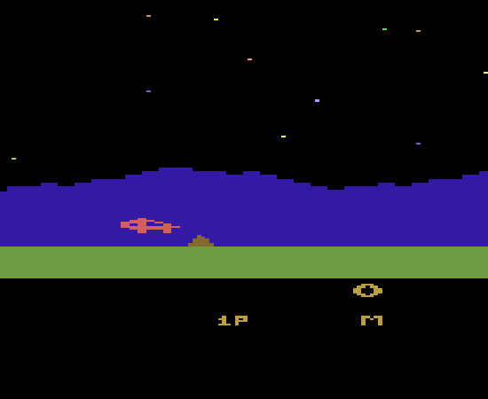 MOON PATROL (1983) - Neste jogo é possível controlar um veículo lunar. O objetivo é patrulhar a superfície da Lua, destruindo os oponentes alienígenas.