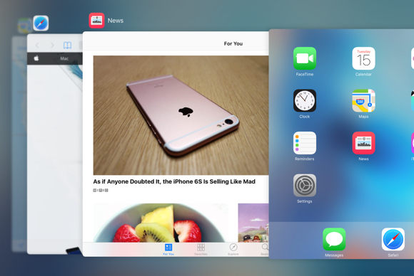 O sistema de multitarefa do iOS foi melhorado. Agora, quando você aperta duas vezes o botão Home, os apps que estão rodando em segundo plano aparecem lado a lado e sobrepostos, como as cartas de um baralho. Ficou um pouco mais fácil de navegar. O sistema de multitarefa do iOS foi melhorado. Agora, quando você aperta duas vezes o botão Home, os apps que estão rodando em segundo plano aparecem lado a lado e sobrepostos, como as cartas de um baralho. Ficou um pouco mais fácil de navegar.