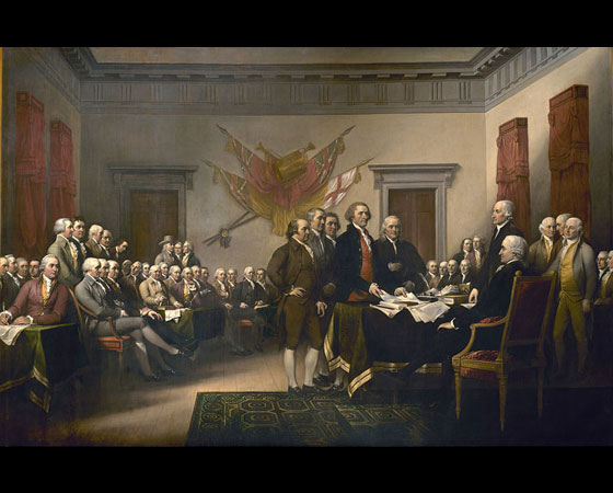 Nesta foto, a pintura original e completa de John Trumbull. Nesta foto, a pintura original e completa de John Trumbull.